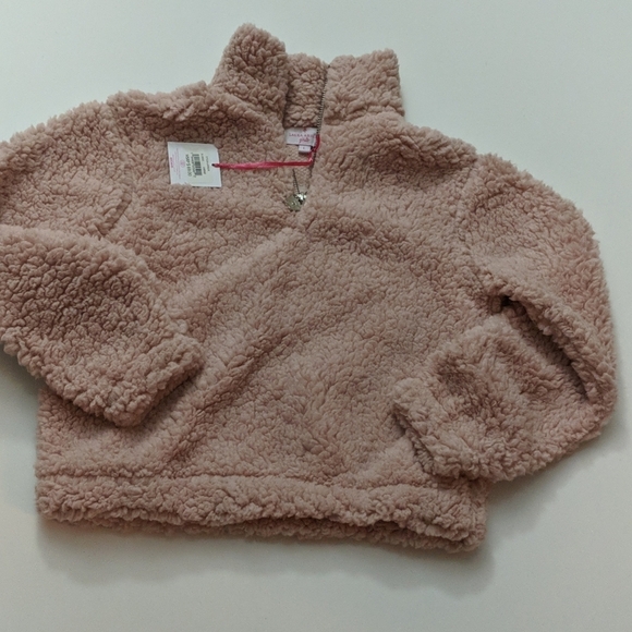 Girls Large Sherpa Half Zippered top Sweater